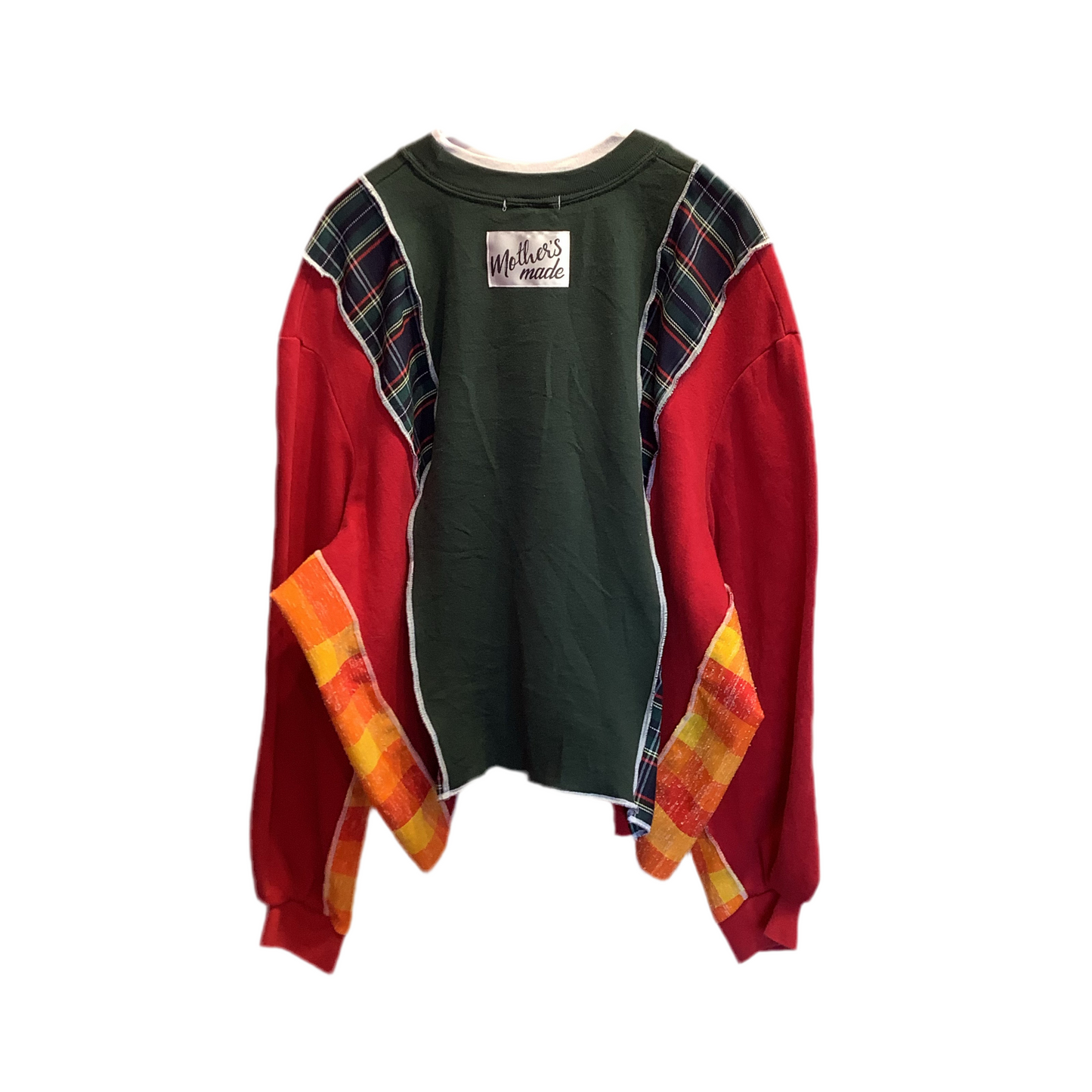 猫柄スウェット(赤)Yellow/red Cat plaid sweatshirt
