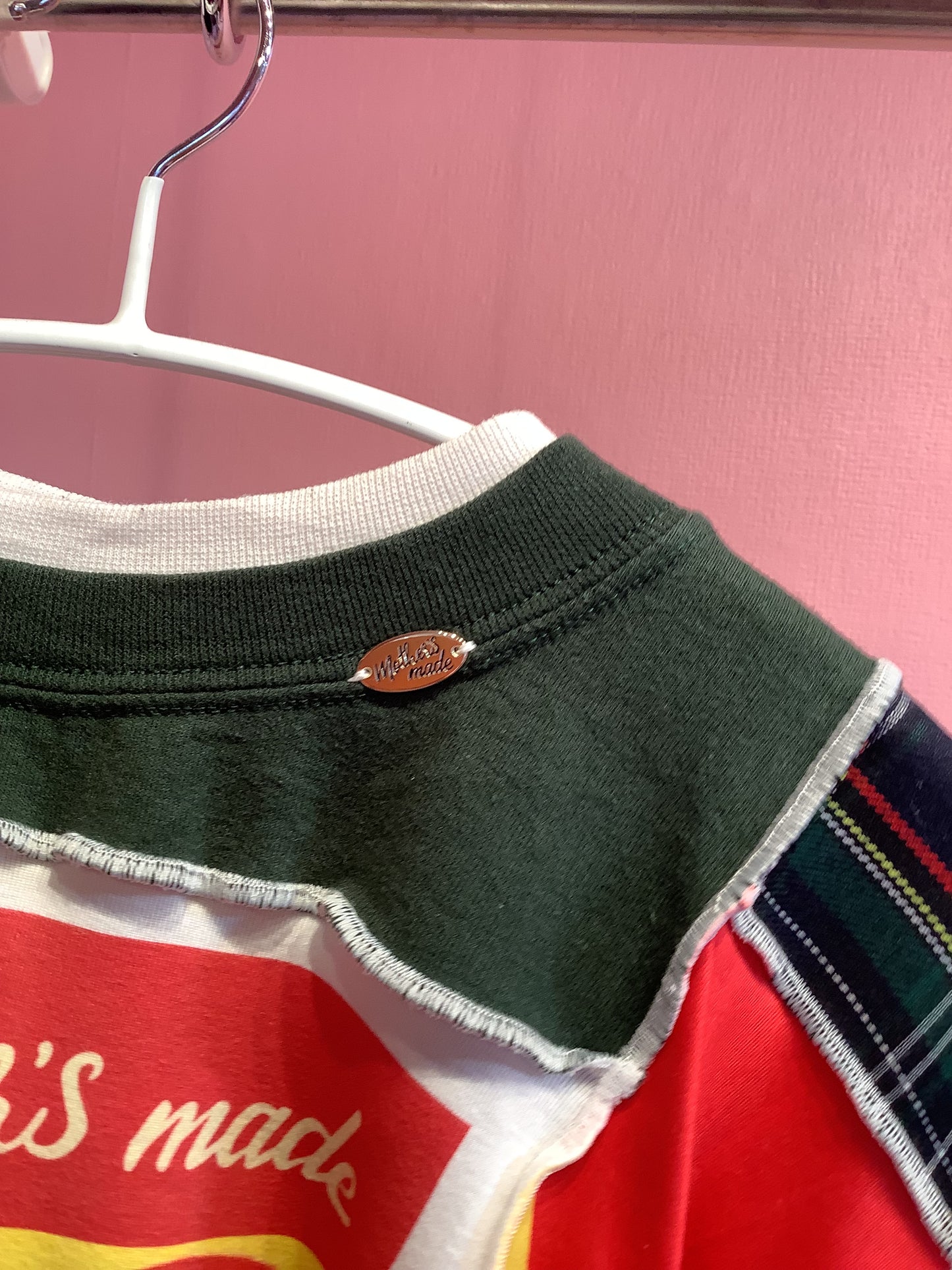 猫柄スウェット(赤)Yellow/red Cat plaid sweatshirt