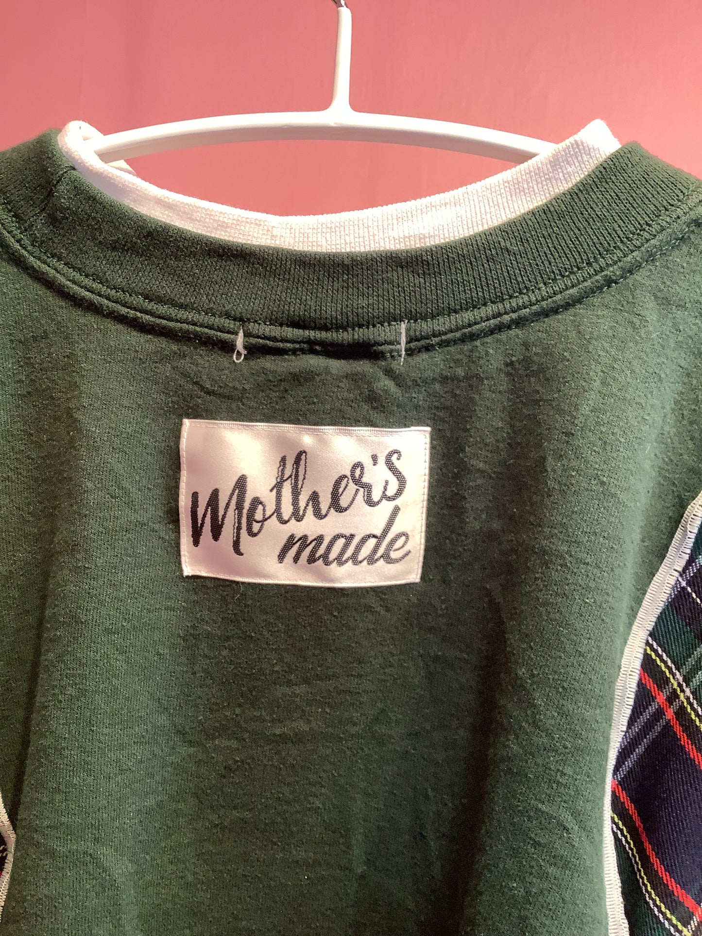 猫柄スウェット(赤)Yellow/red Cat plaid sweatshirt