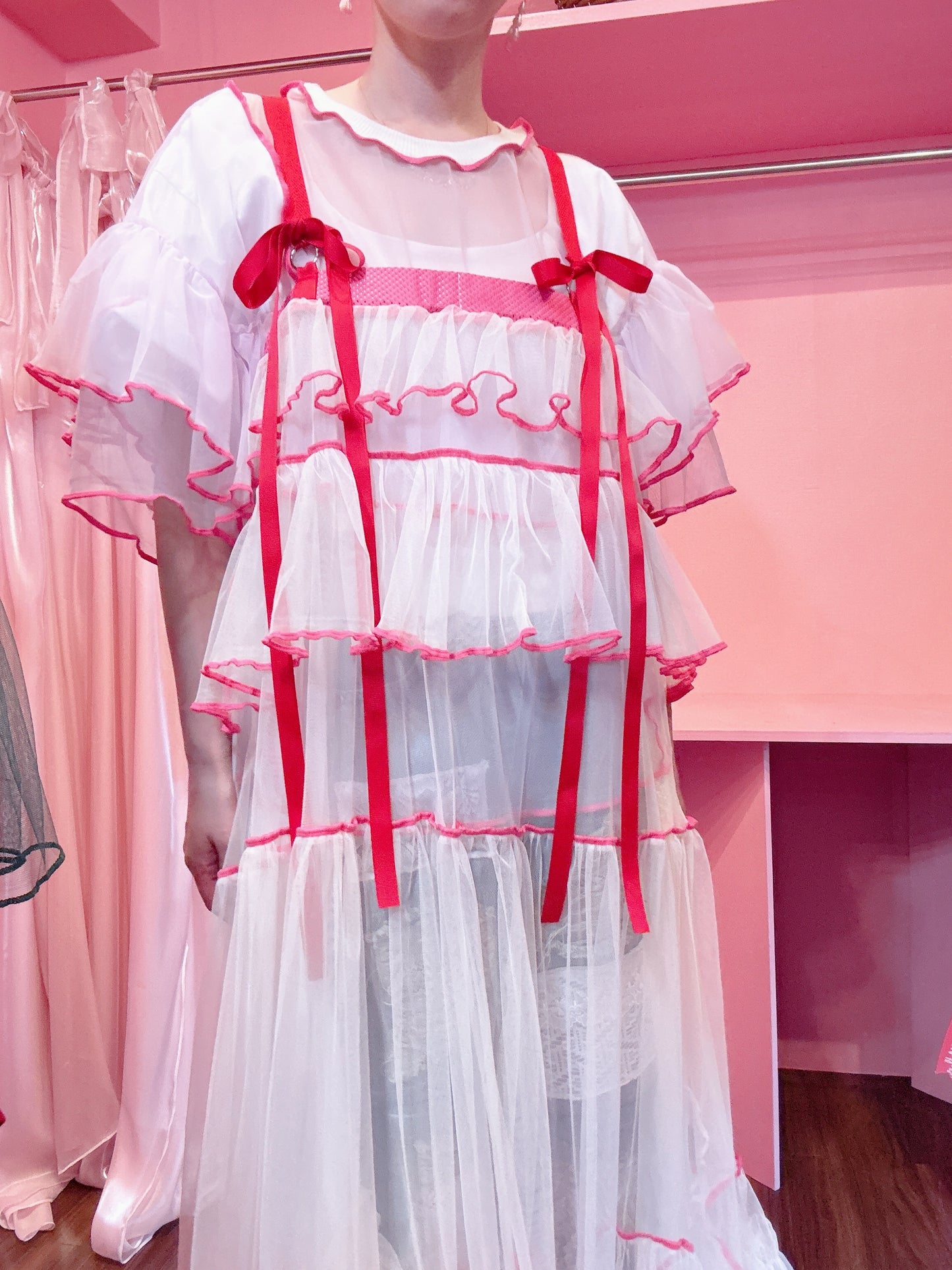 504401 オフホワイトチュールワンピース off white tulle overalls