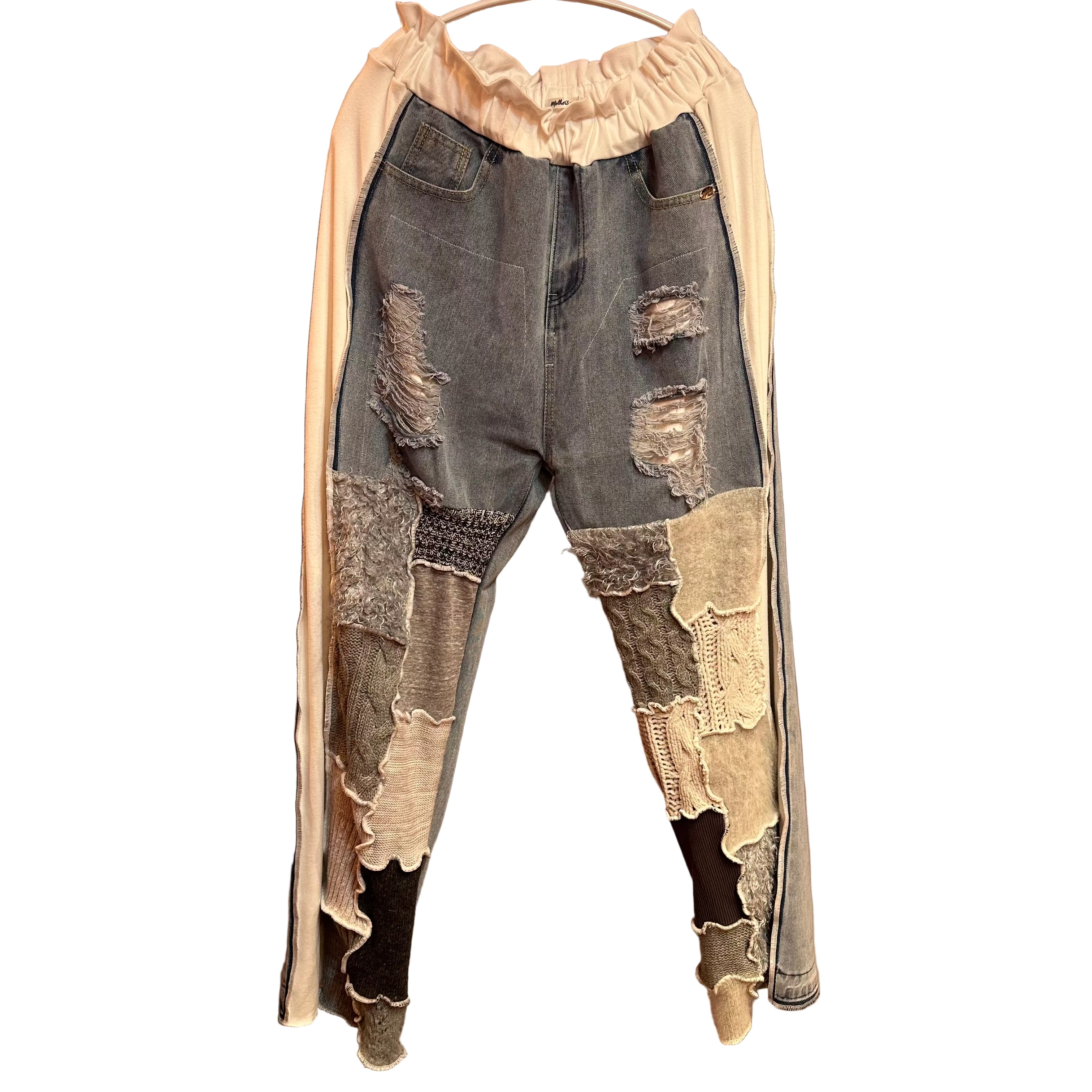 ニットパッチワークデニム