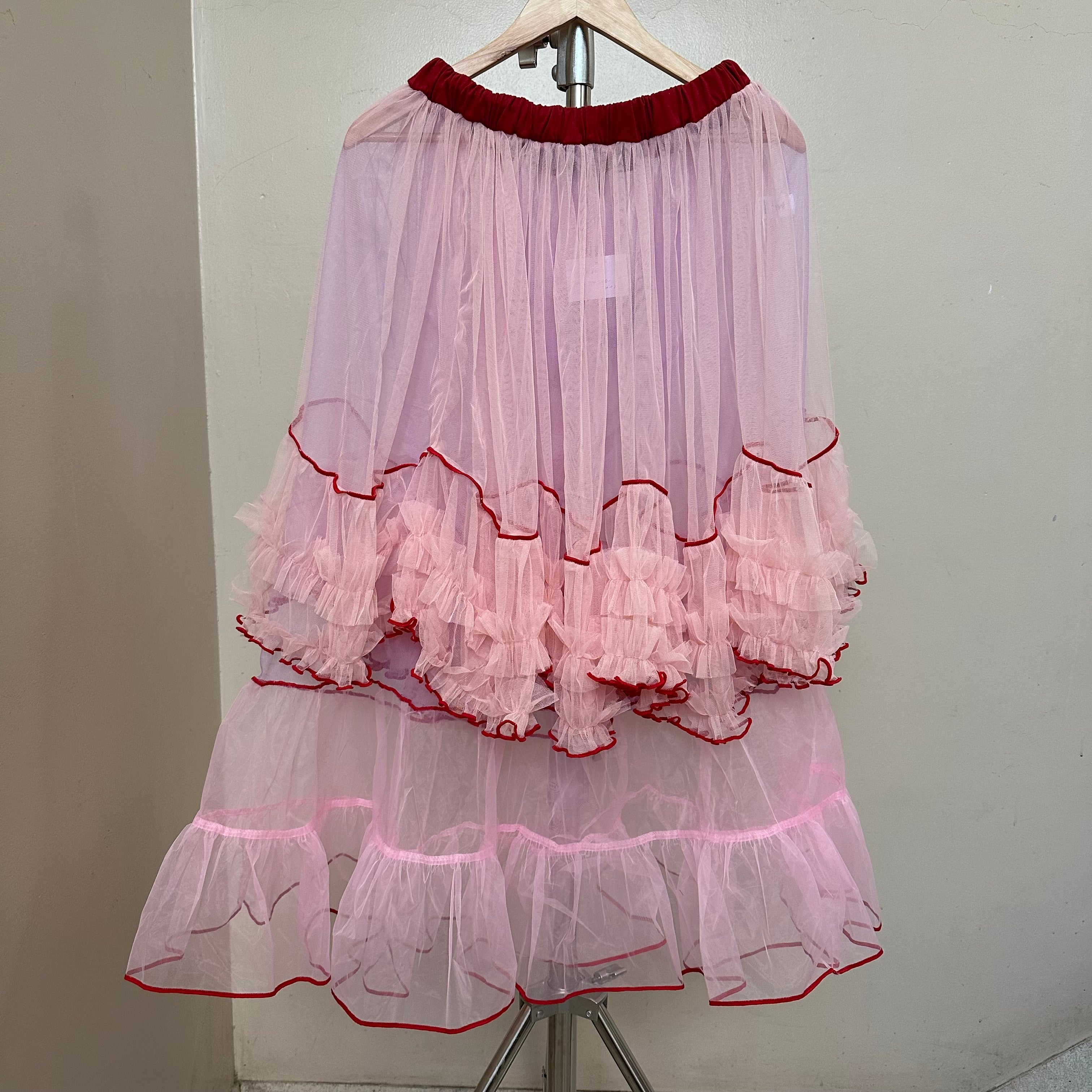 ピンク×パープルのチュールスカート