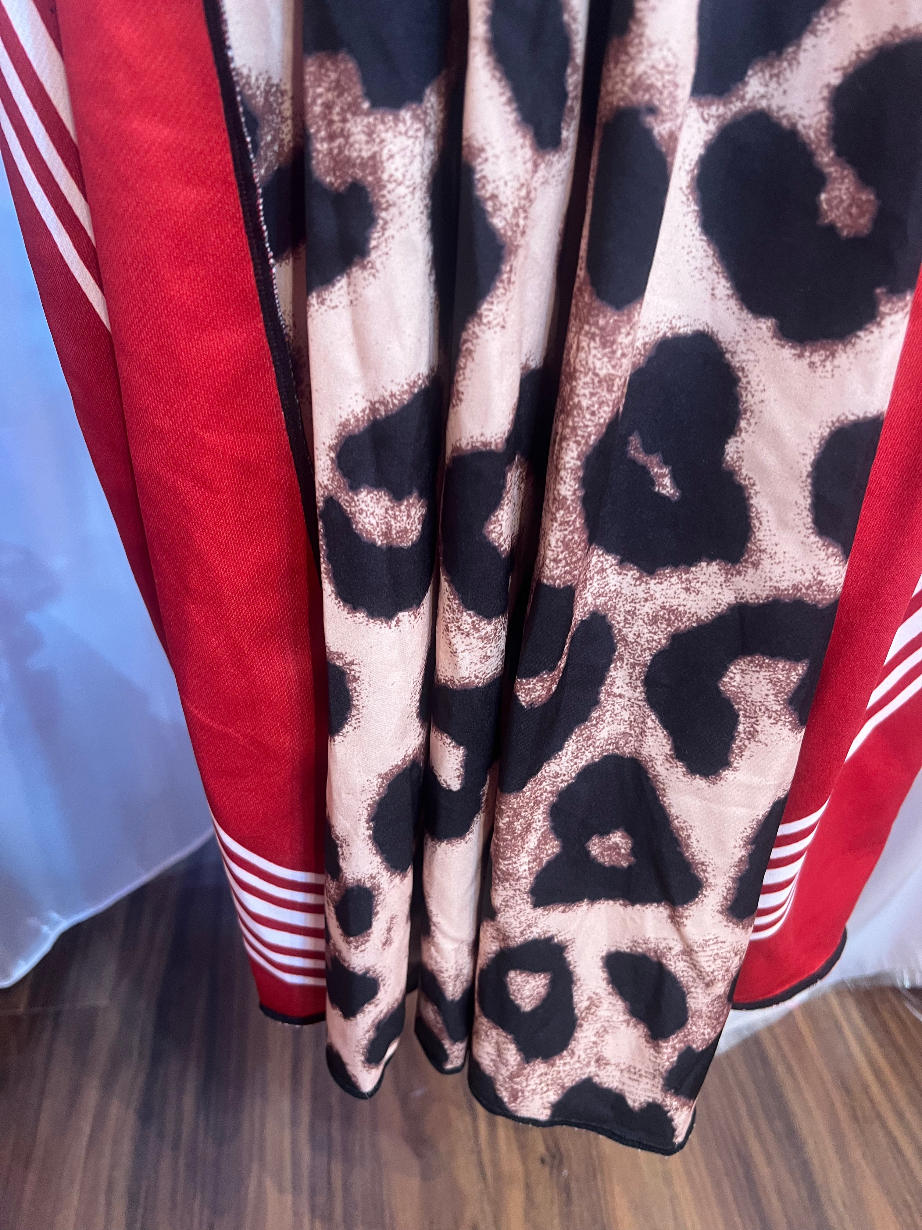 トラックパンツ x ヒョウ柄 リメイクOP