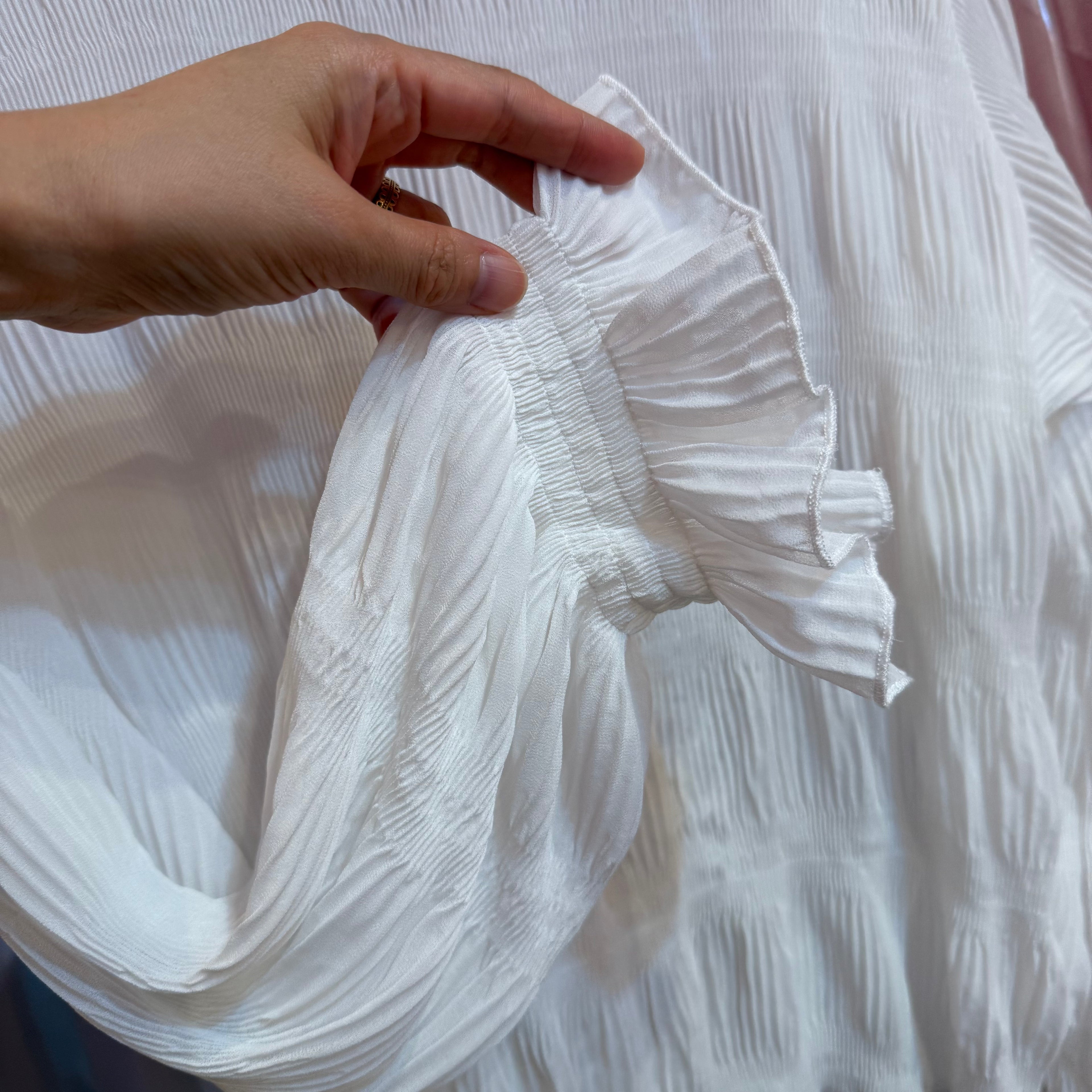 白レースパッチワークトップス