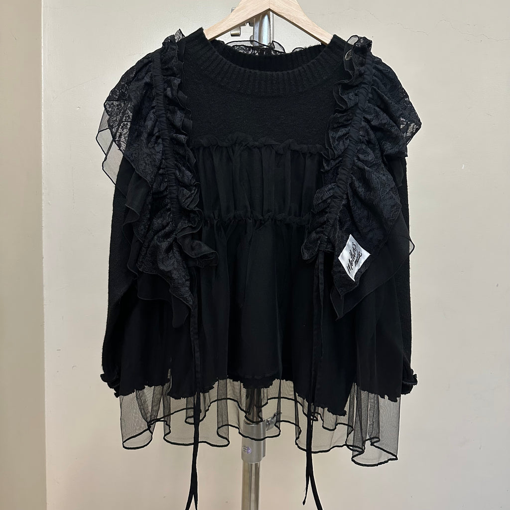 取り外し可能なレース付きチュールセーター