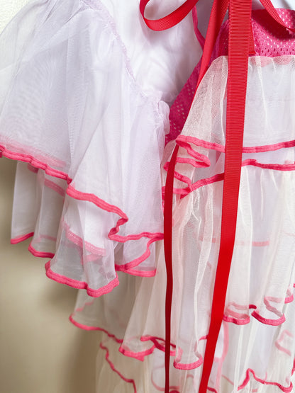 504401 オフホワイトチュールワンピース　off white tulle overalls