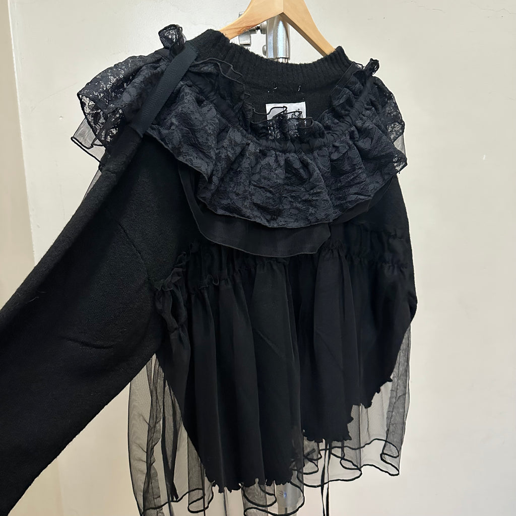 取り外し可能なレース付きチュールセーター