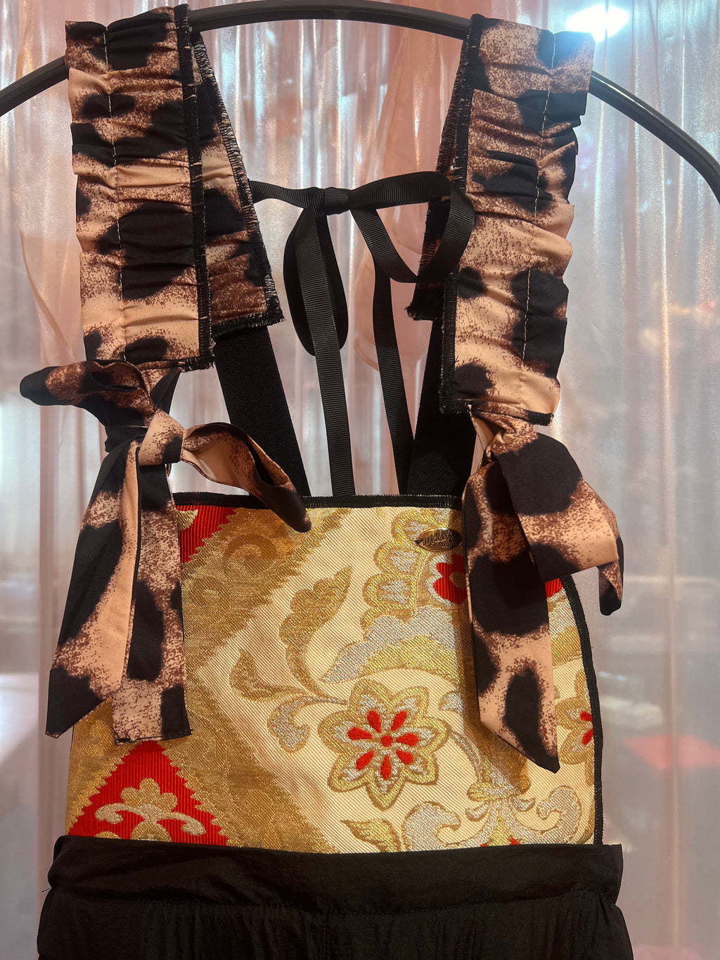 トラックパンツ x ヒョウ柄 リメイクOP