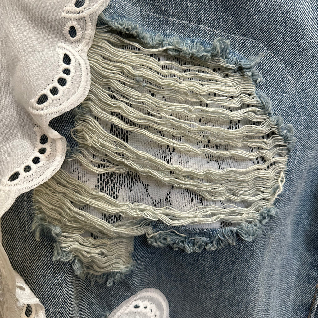 レース付きデニム