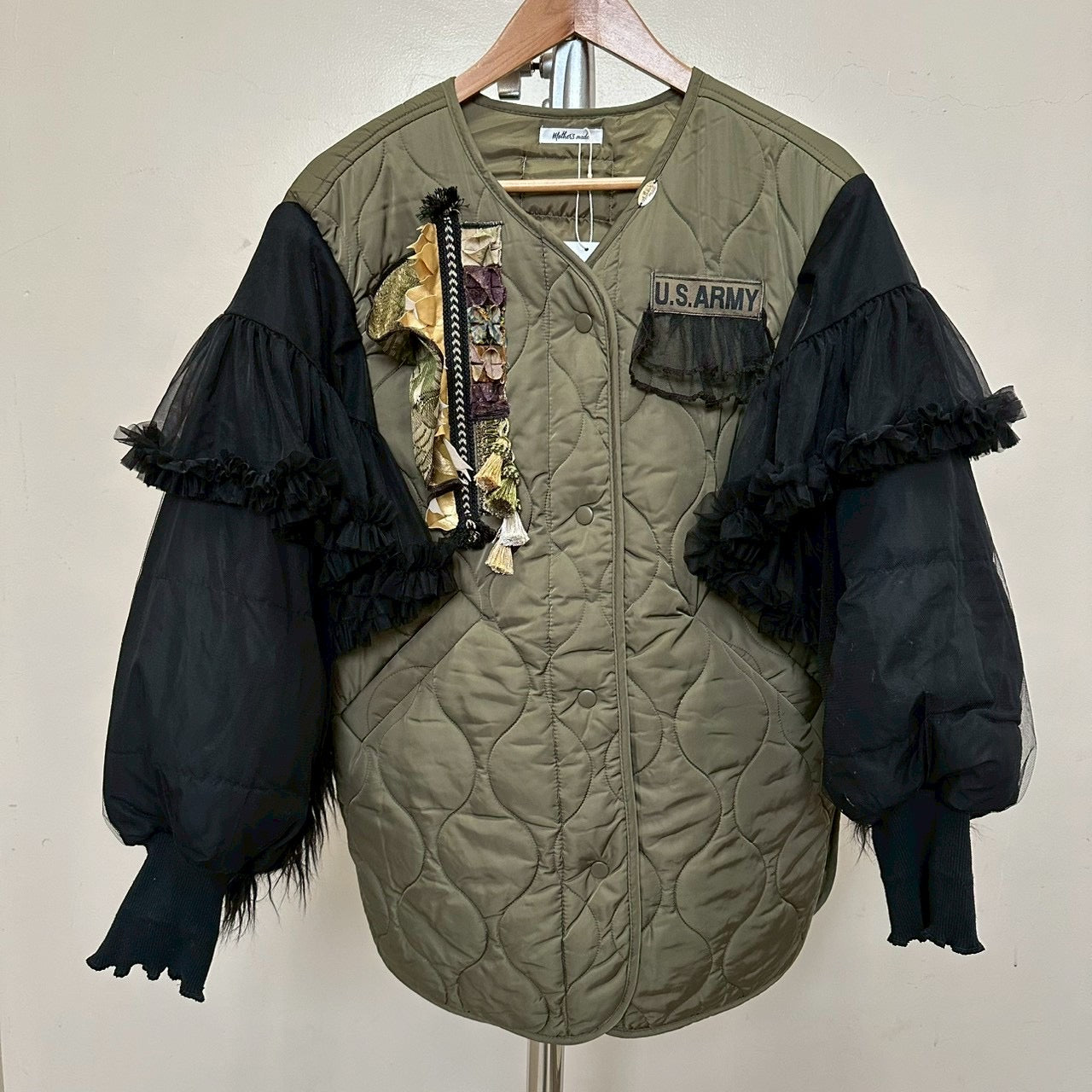 チュール袖のアーミージャケット