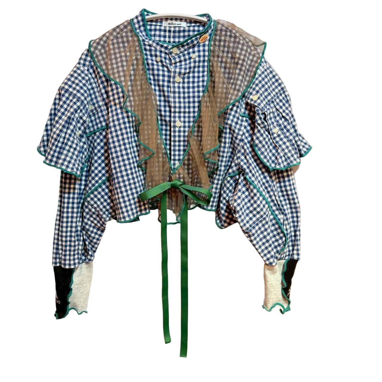 チュール付きチェックシャツ