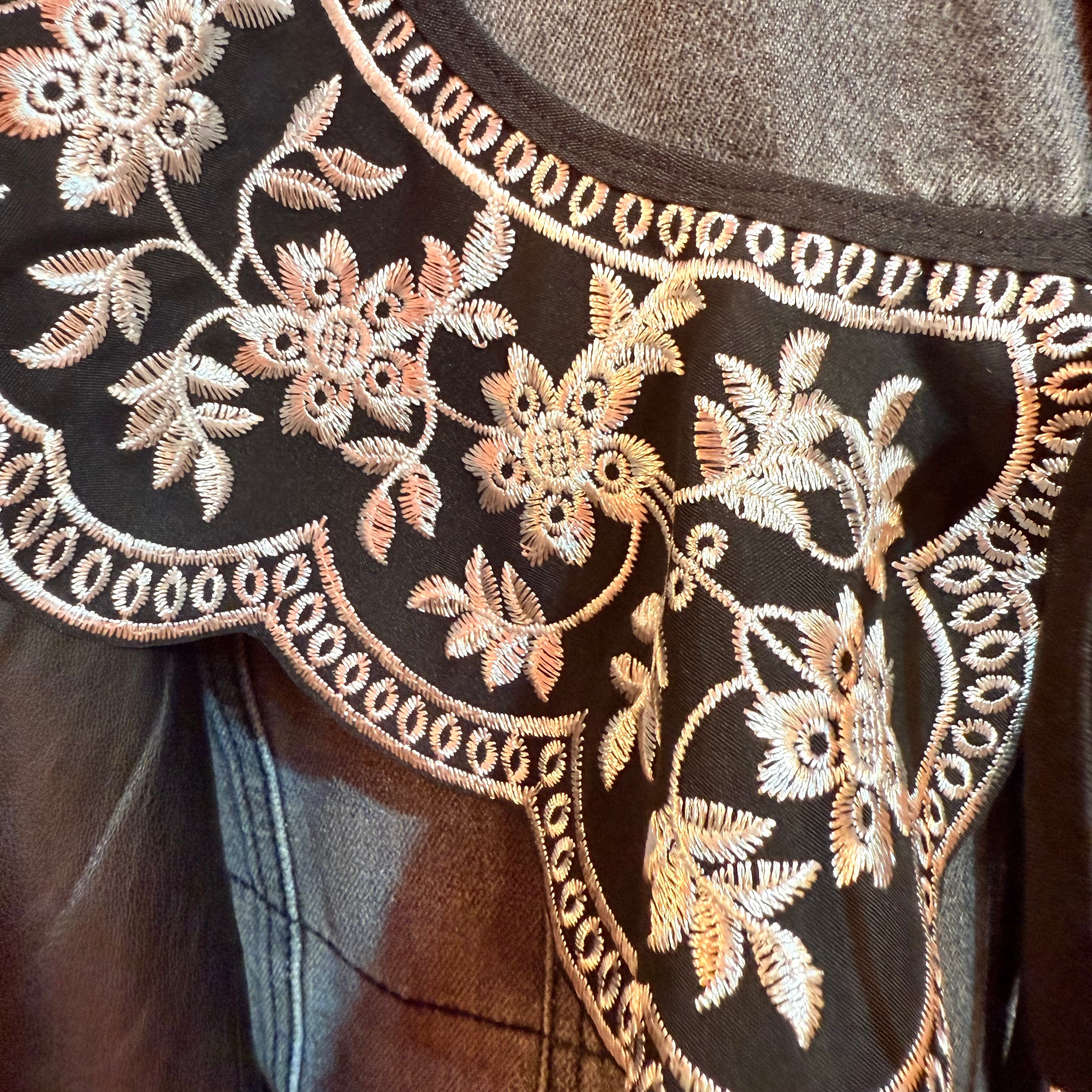 フェイクレザーのバルーンスリーブデニムジャケット