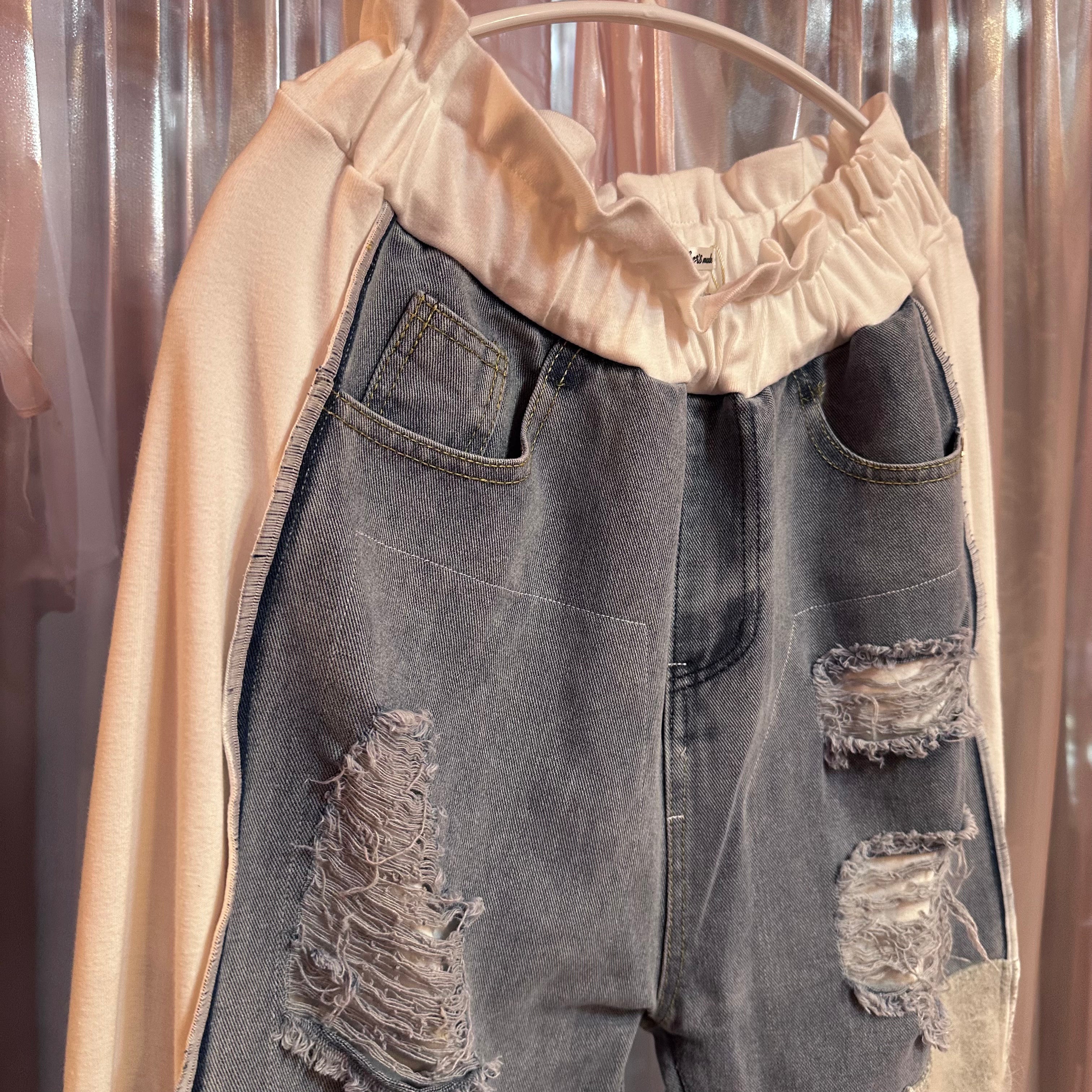 ニットパッチワークデニム