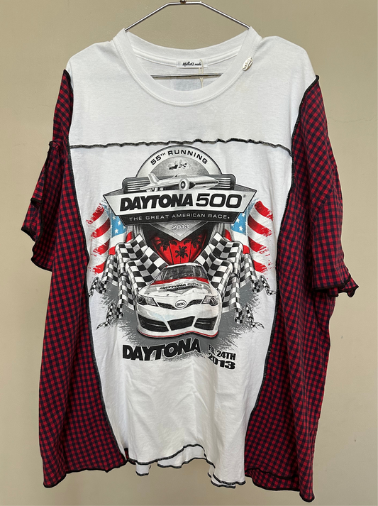W505210 グラフィックチェックTシャツ