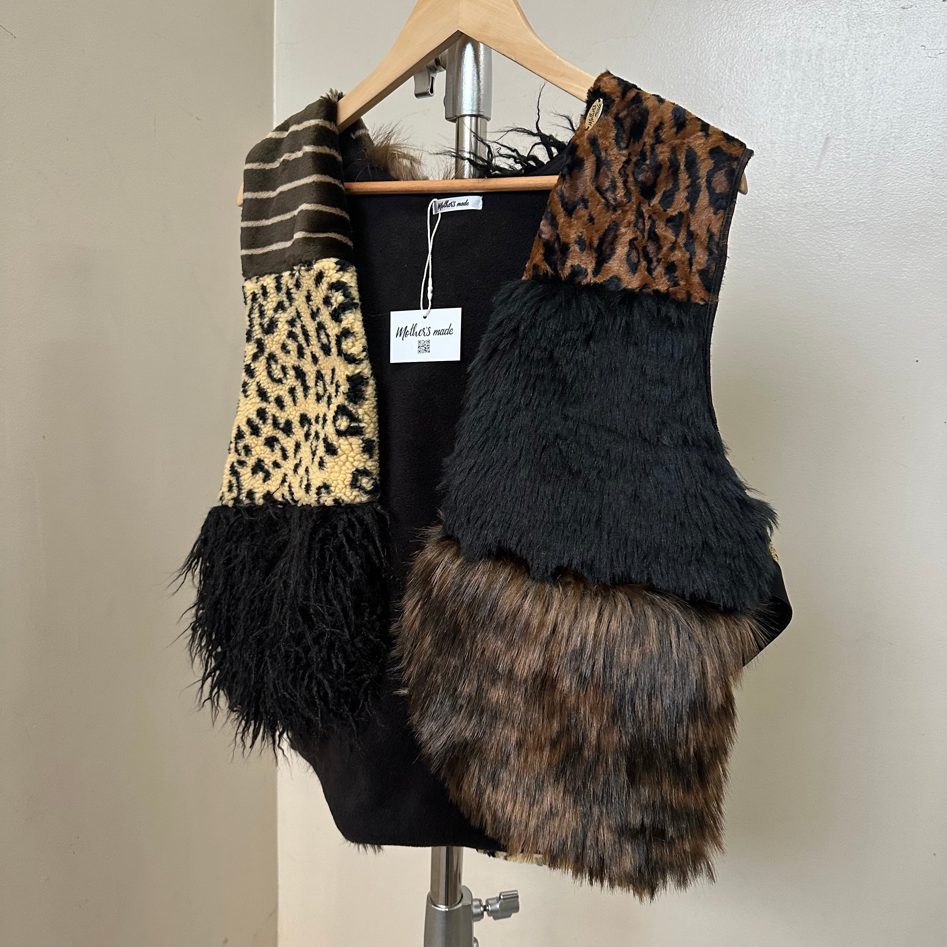 ファーパッチワークベスト