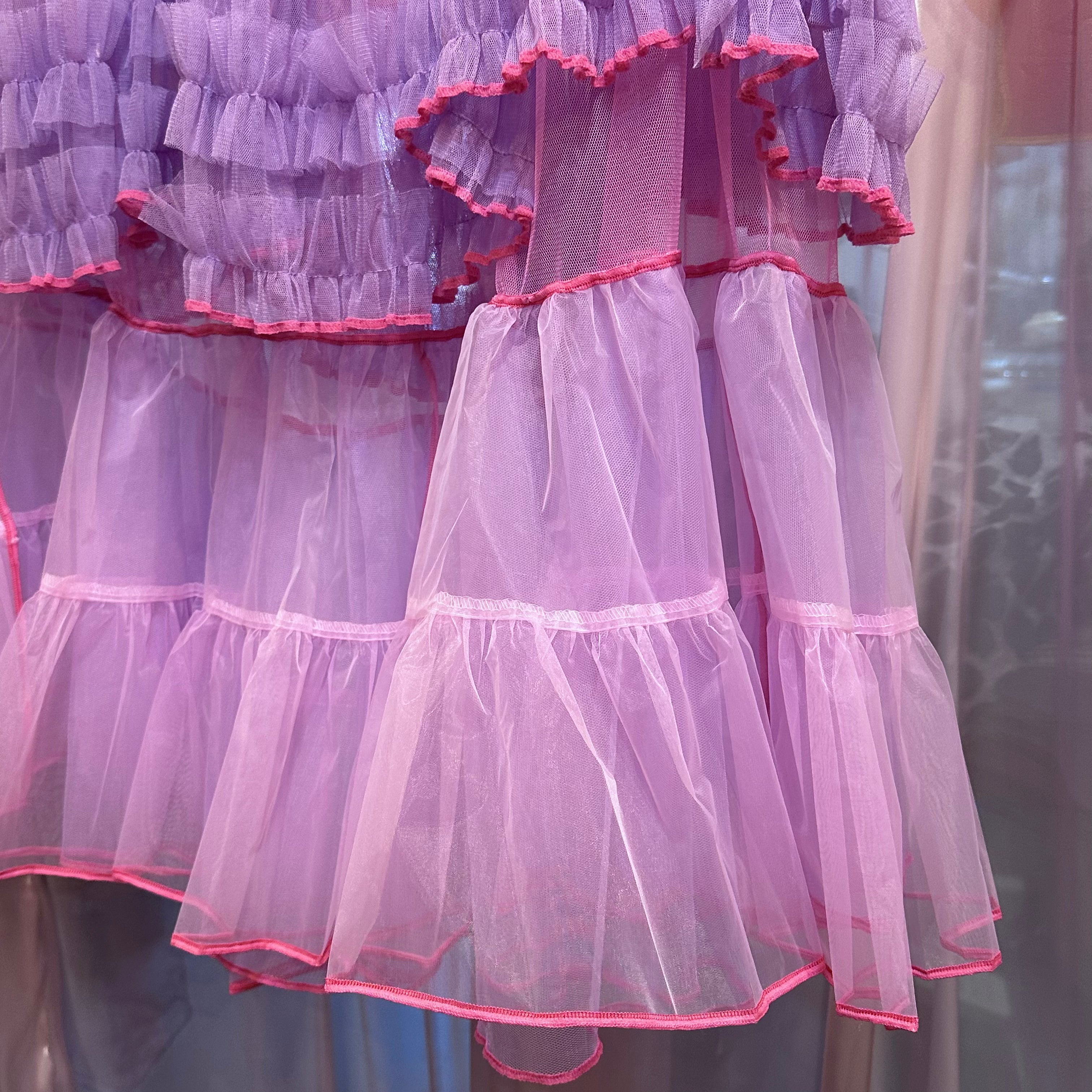 ピンク紫チュールスカート