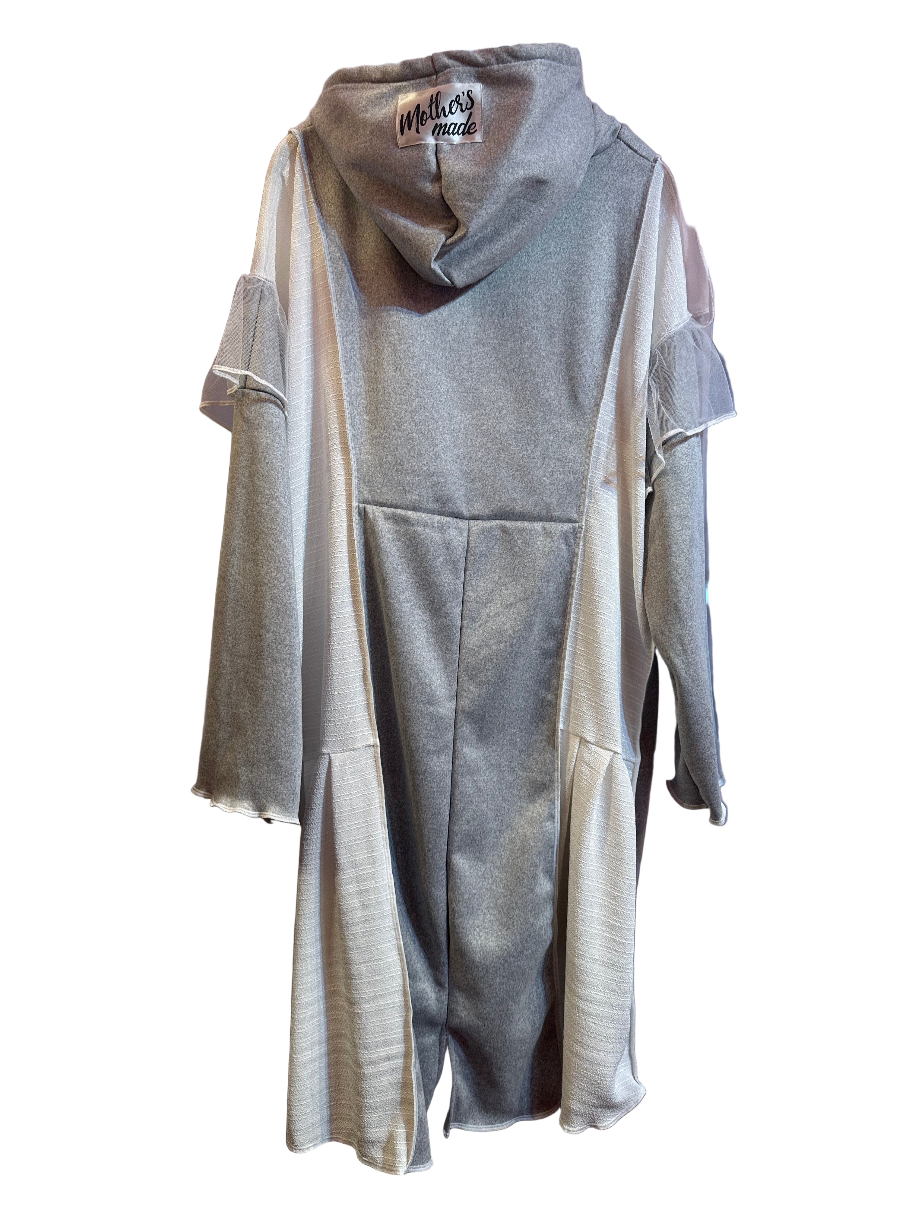 ニットパッチワークフード付きワンピース