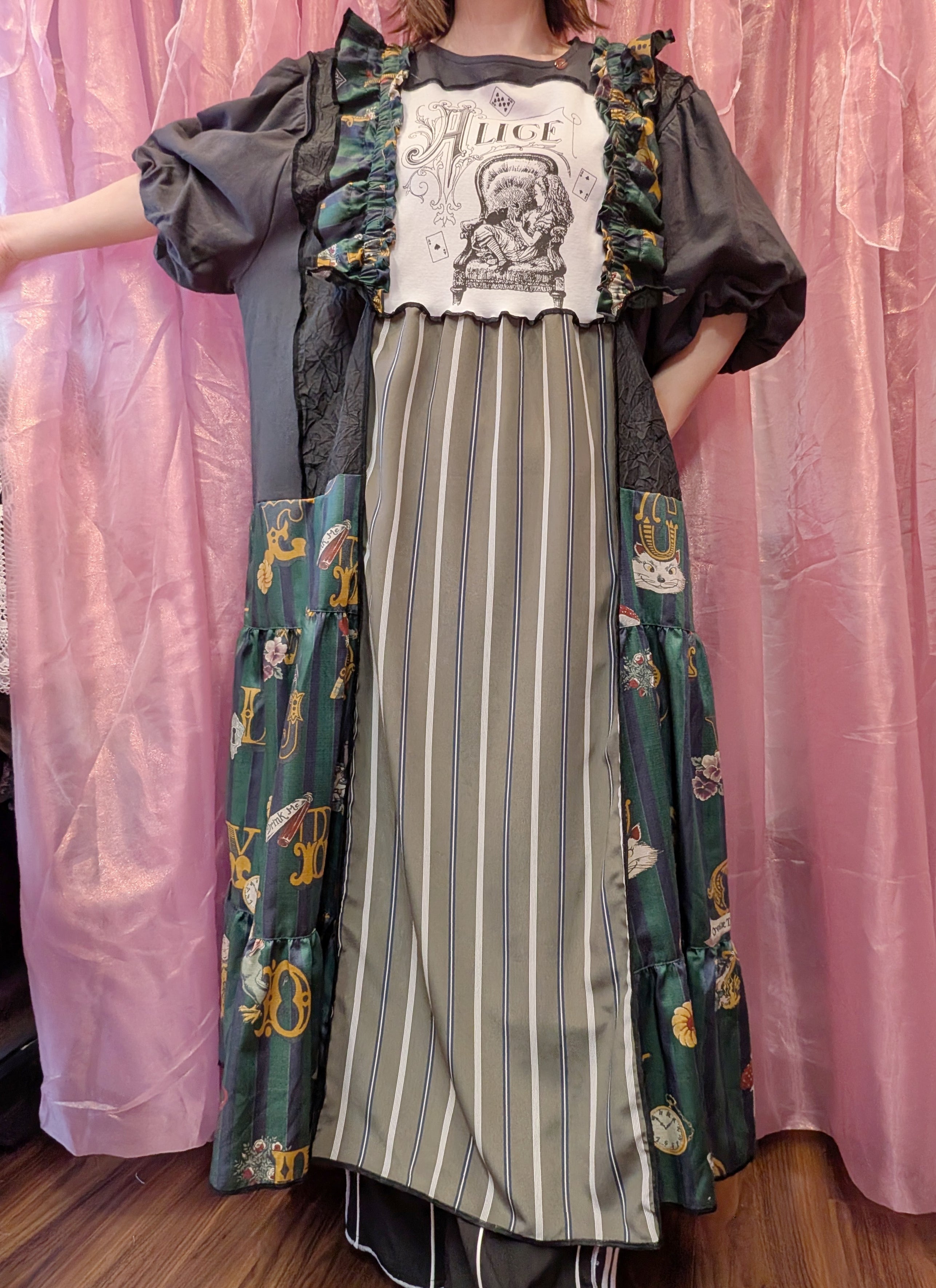Perla nell'ostricaコラボワンピース（グリーン×黒）